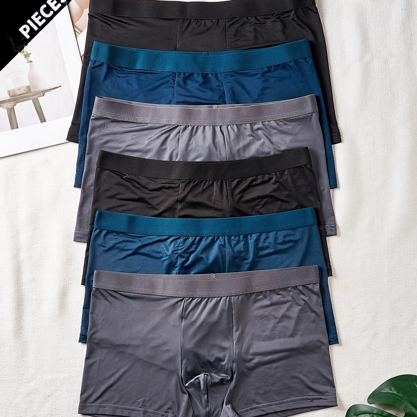 6-pack of breathable men's boxer shorts made from cool, silky, and thin fabric.