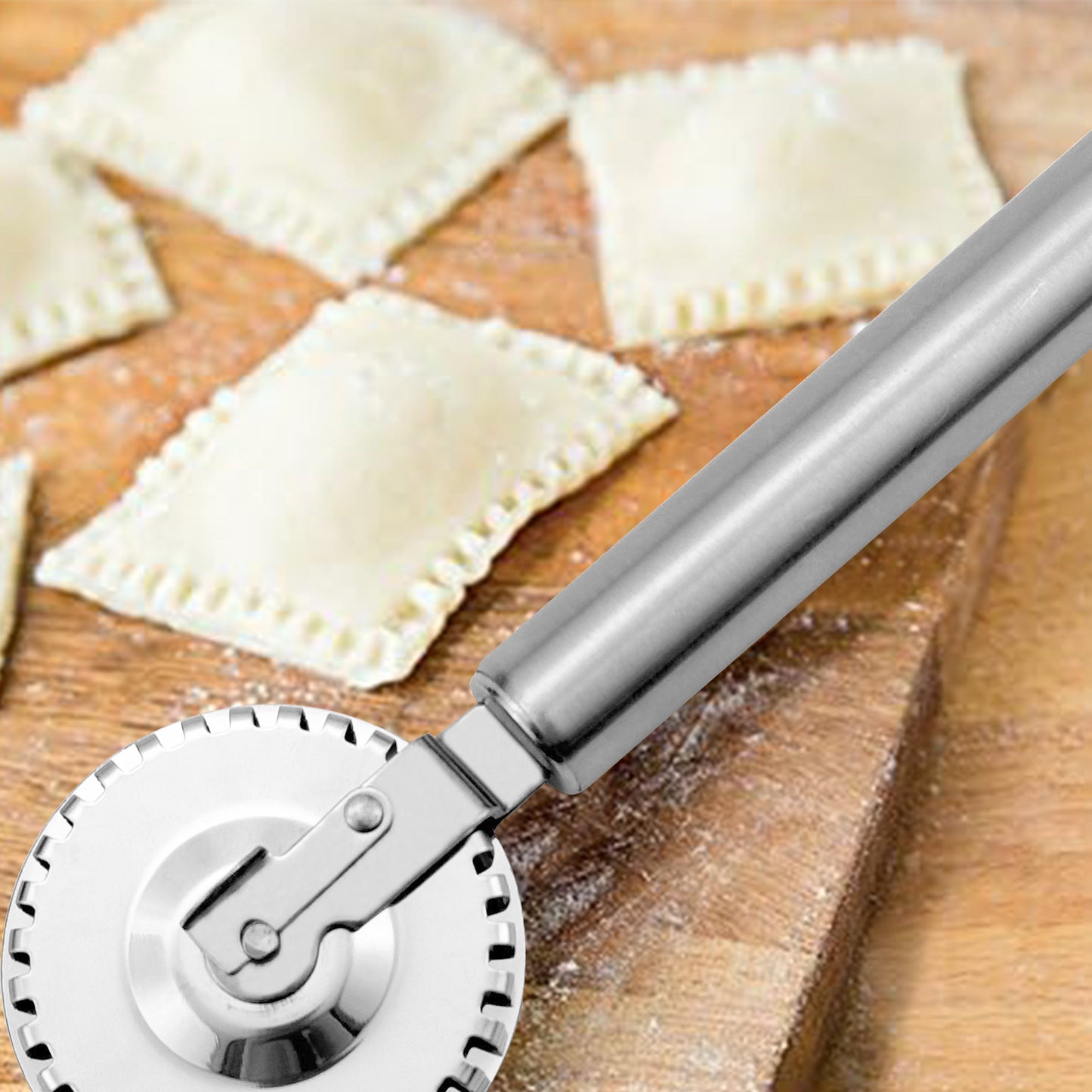 Multi-functional Stainless Steel Pastry Roller Cutter - Great for Making Pies, Ravioli & Cookies | Perfect for Halloween, Christmas, Easter, Thanksgiving | Must-Have Tool for Every Kitchen