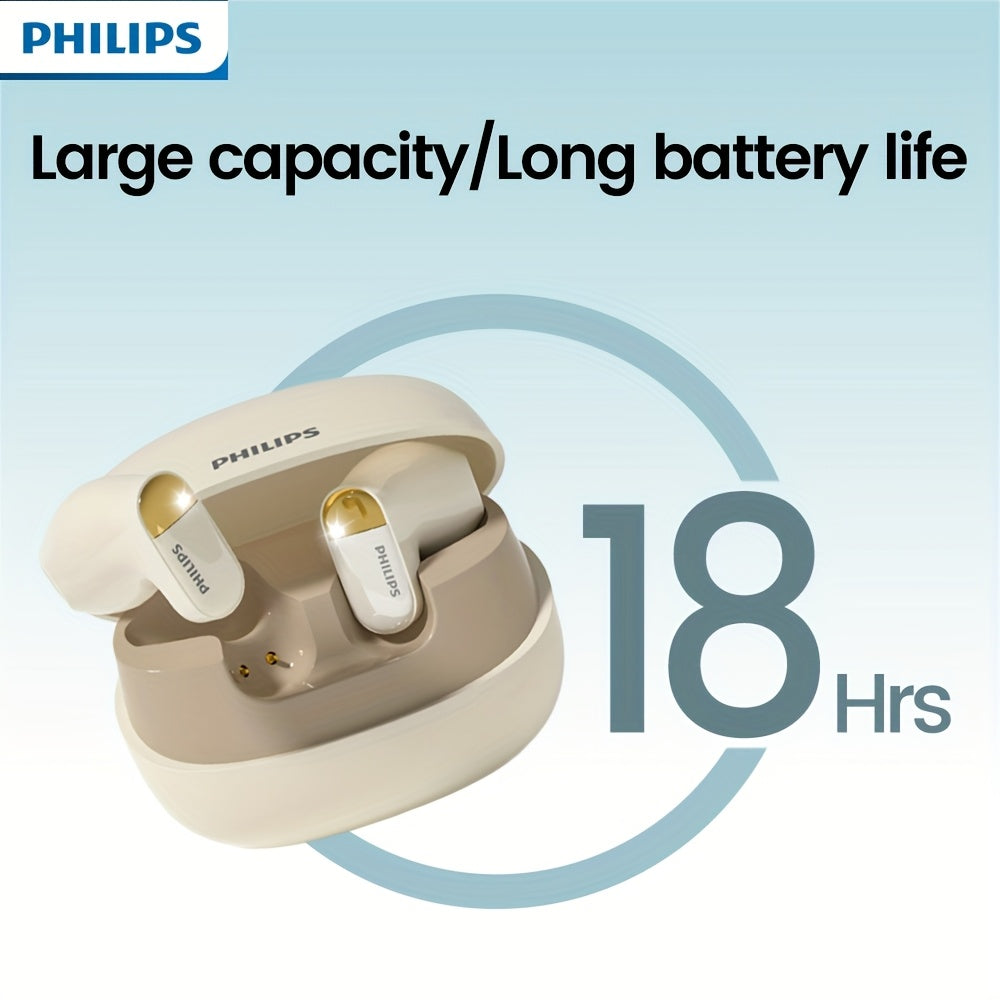 New Philips wireless earbuds with microphone for sports, stable fit, long battery life, and compatibility with all smartphones (TAT2169).