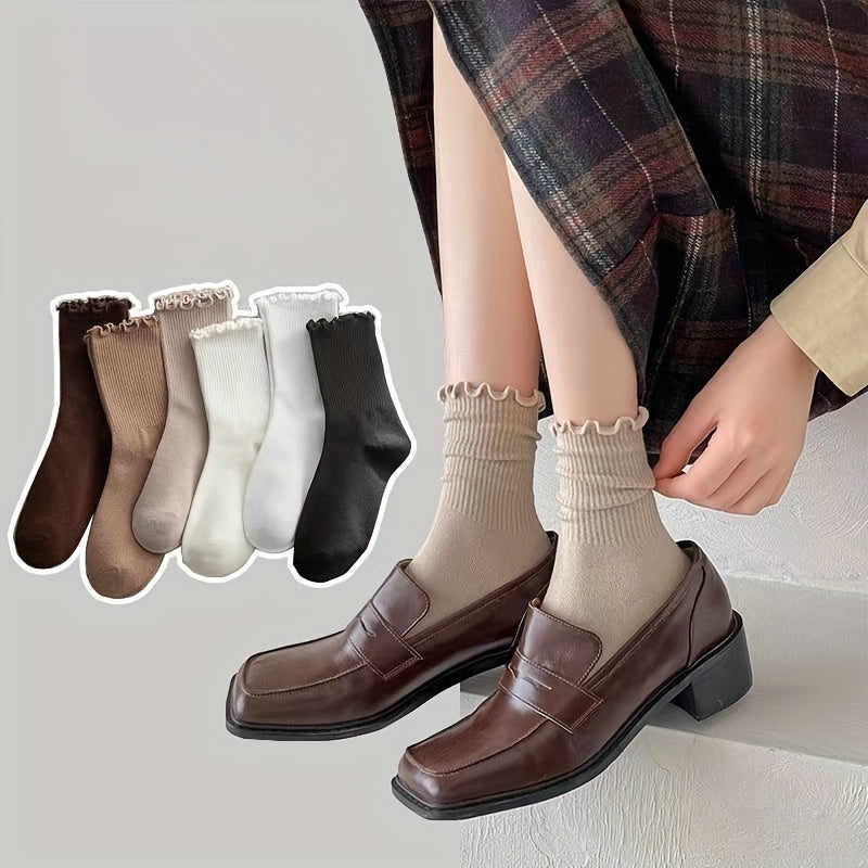 6 pairs of lettuce trim socks, comfortable and breathable, suitable for all occasions, for women.