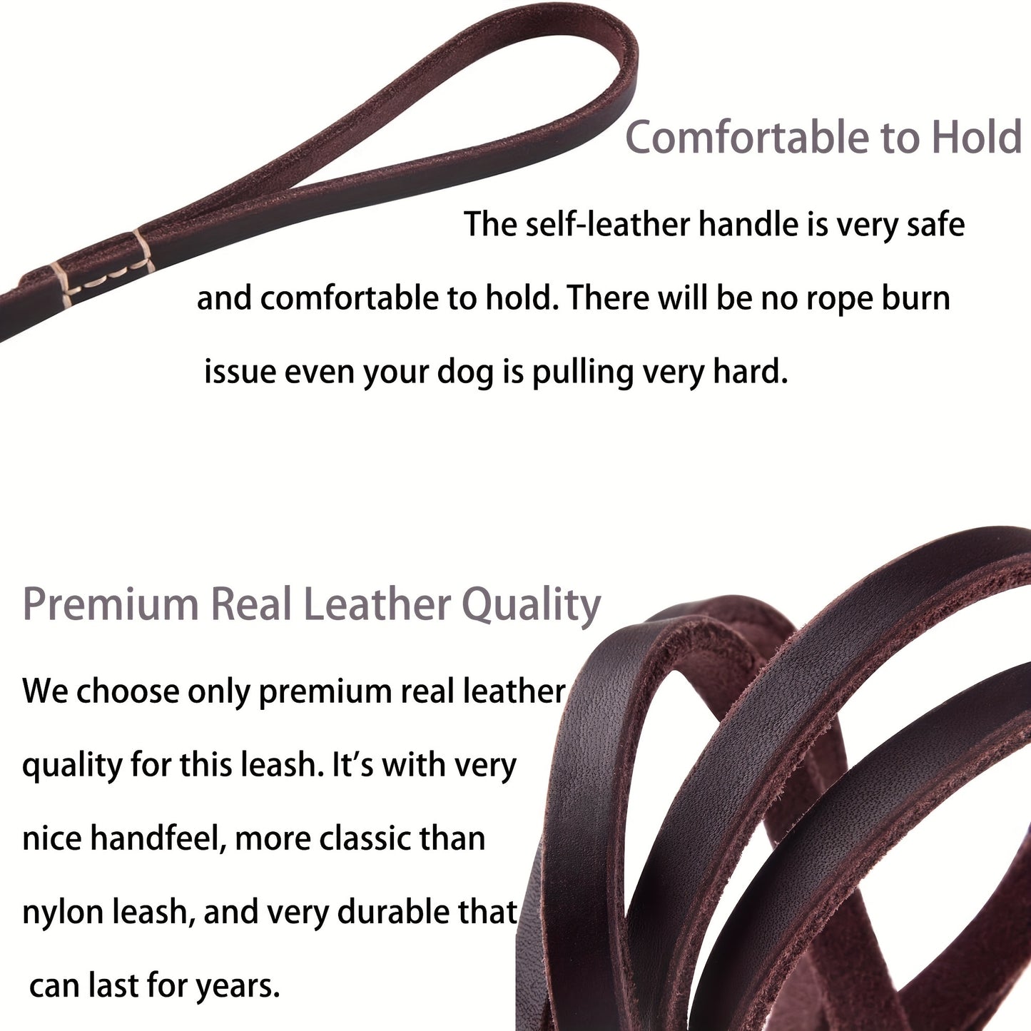 High-quality dog leash for small to medium breeds, featuring a soft and comfortable design with a stylish golden metal handle. Available in black, brown, red, and green color options. Ideal