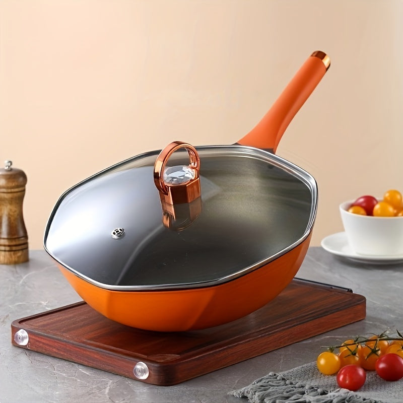 Multi-functional Titanium Skillet with Glass Lid - Compatible with All Stovetops, Great for Health-Conscious Cooking & Effortless Cleaning