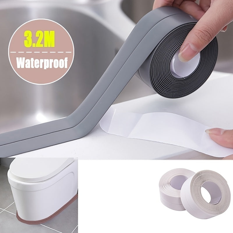 Self adhesive caulk tape for bathroom and kitchen sealing.