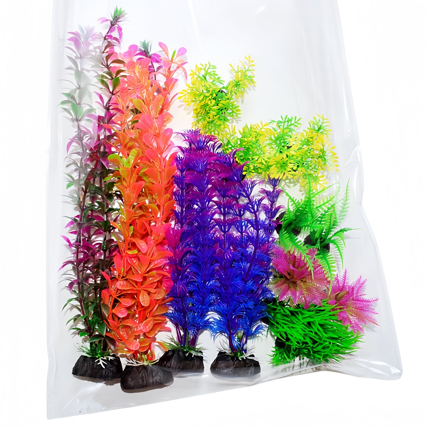 15-piece set of artificial aquatic plants made from safe and non-toxic PE material for aquariums, office fish tanks, and household aquatic decoration.