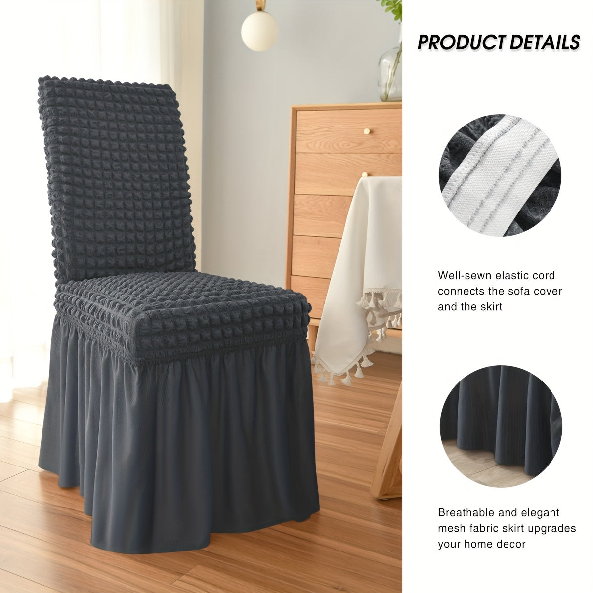 Elegant Bubble Grid Slipcover for Dining Chairs - Ideal for Weddings, Dining Rooms, Offices, Banquets, and Home Decor