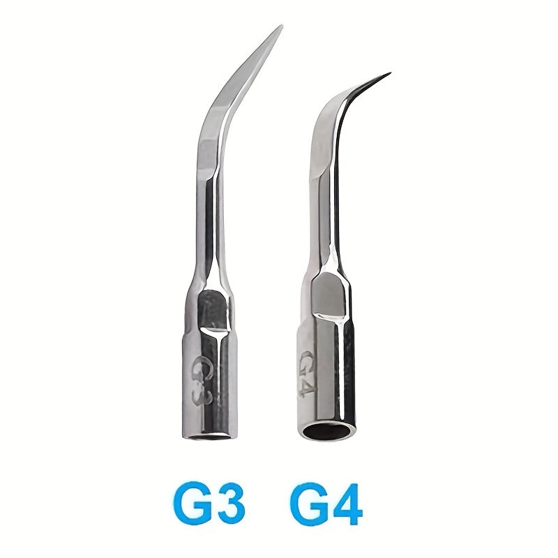 Stainless steel dental cleaner attachment for improved gum health, no battery needed.