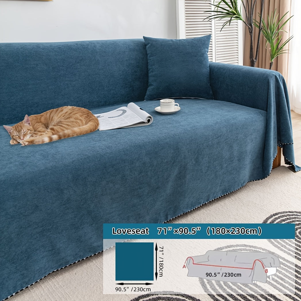 Multi-season, pet-friendly sofa cover with minimalist design protects against scratches, machine washable, ideal for L-shaped and single-seat sofas.