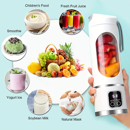 This portable USB-rechargeable blender and juicer features a convenient digital display for easy operation. With three modes to choose from, including an Easy Clean function, this blender has a powerful 12-blade design and a long-lasting 1500mAh battery.