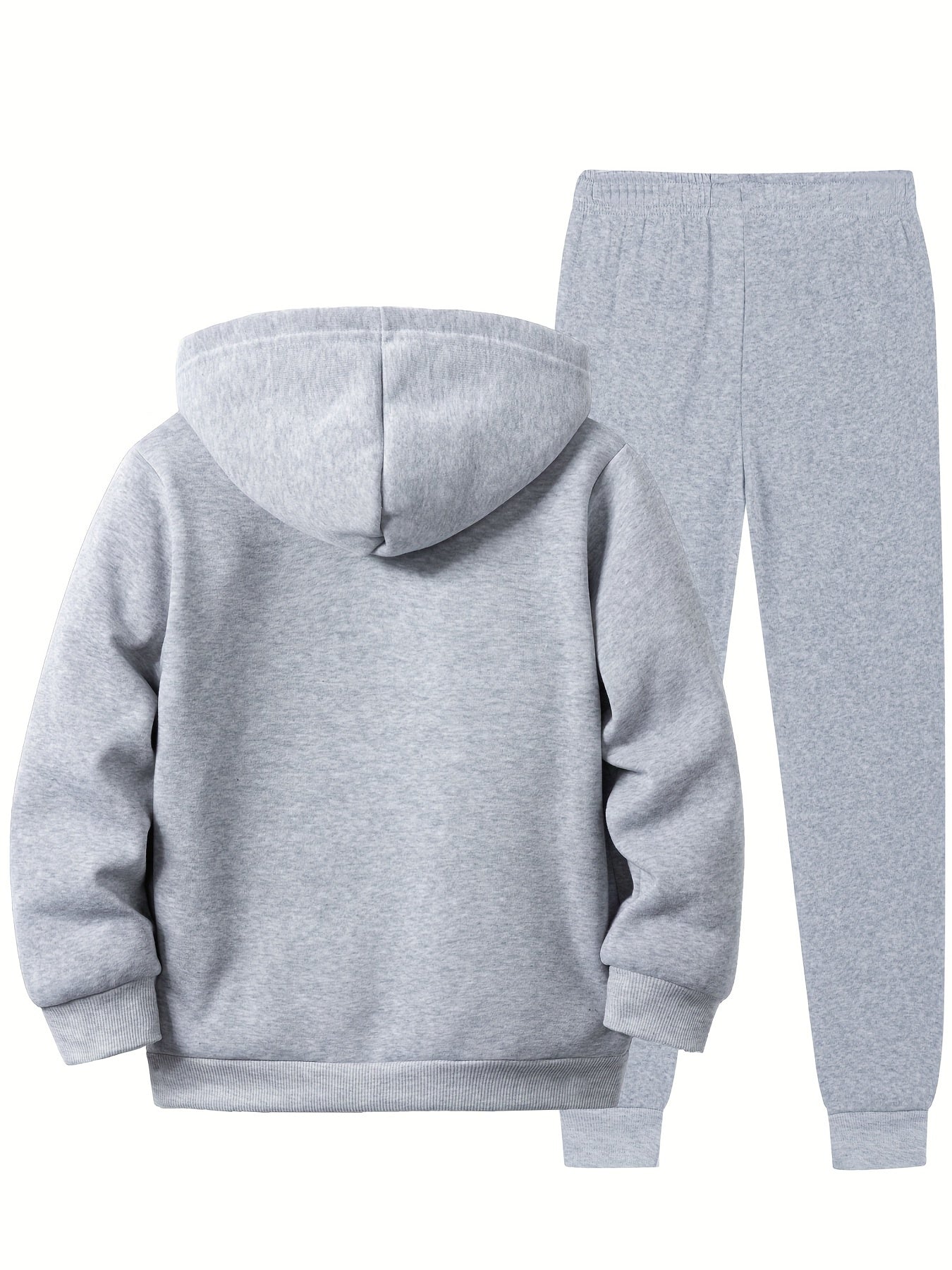 Boys' hoodie set with New York letter print, kangaroo pockets, zip-up sports jacket, pants, regular fit, for fall/winter outdoor activities.