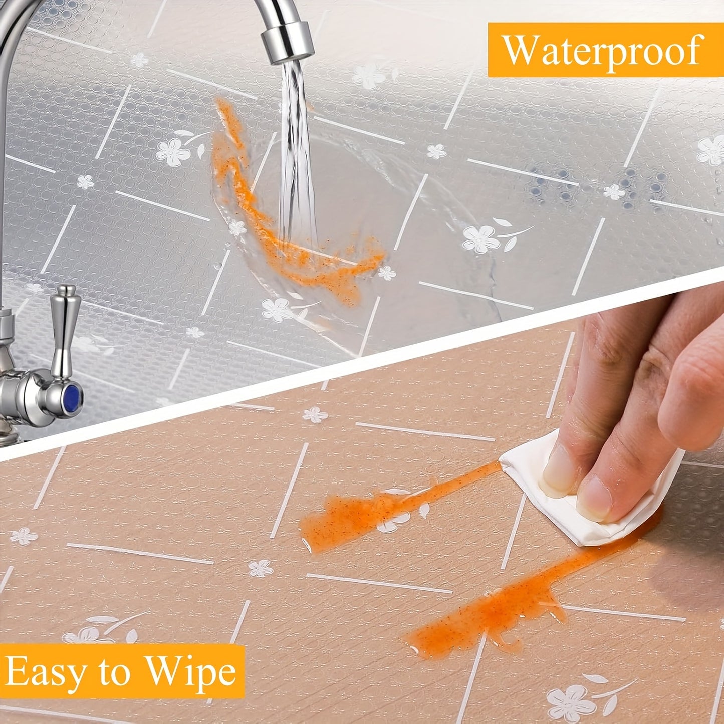 Waterproof and non-slip EVA shelf liner for cabinets, drawers, kitchen, refrigerator, table, wardrobe, shoe cabinet, and more. Also doubles as a disposable cutting board. Perfect for kitchen and outdoor camping supplies.