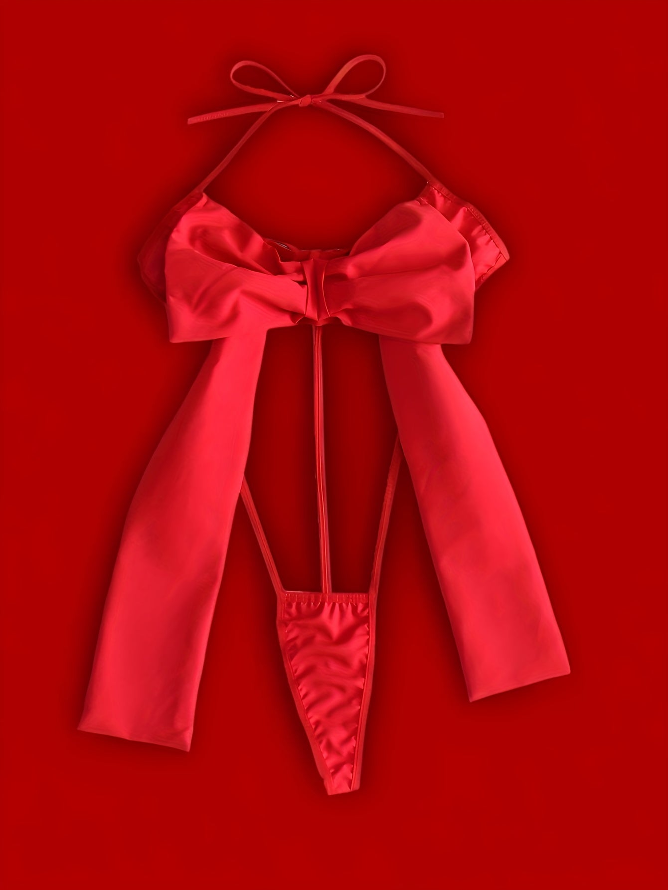 Seductive lingerie with big bow detail and tights, ideal for Valentine's Day gift.