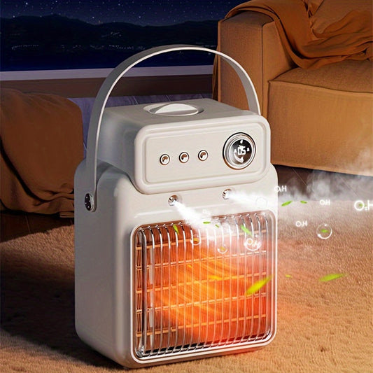 Compact design for indoor use, this 2-in-1 space heater and humidifier offers quick heat and quiet operation. With a 1200W power output and a tip-over safety switch, it ensures a comfortable and safe environment in any room.