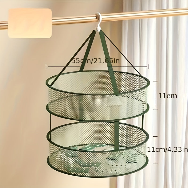 Durable Double-Layer Drying Basket - Ideal for Sweaters, Clothing & Socks | Versatile Plastic Mesh Design, Flat Drying Rack for Clothes, Net Bag, Clothes Drying Racks