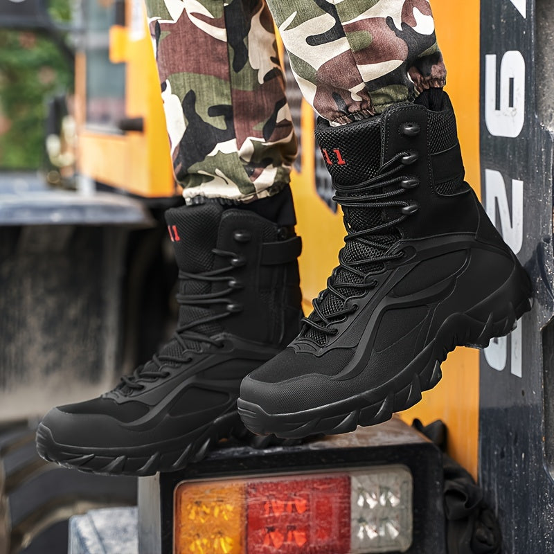 Durable high top hiking boots for men, ideal for outdoor activities.