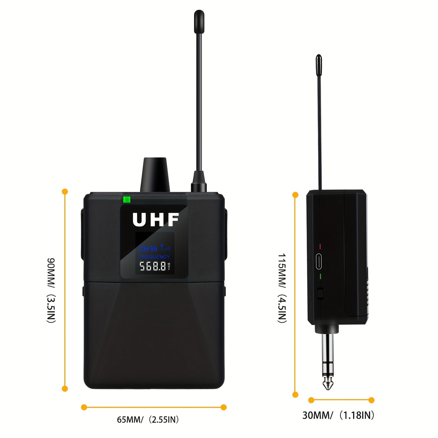 Wireless dual-channel lavalier microphone for SLR cameras, live interviews, phone recording, and headworn headset.