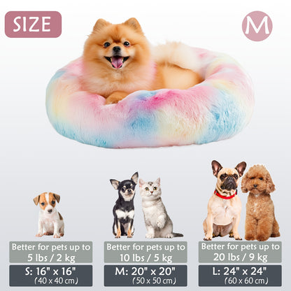 Cozy round pet bed for dogs, ideal for autumn and winter indoor sleeping.