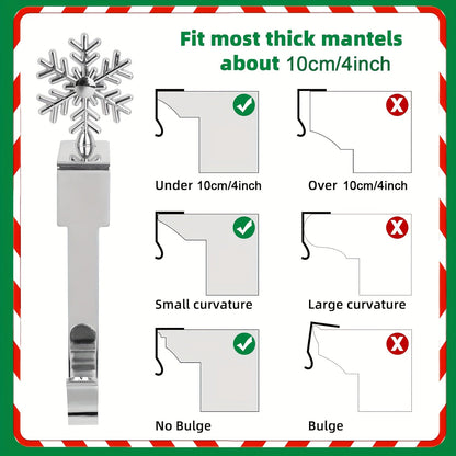 Набор из 4 изысканных металлических держателей для рождественских чулок — стильные крючки для камина с рисунками снеговиков, оленей и елок для праздничного оформления камина, праздничного декора