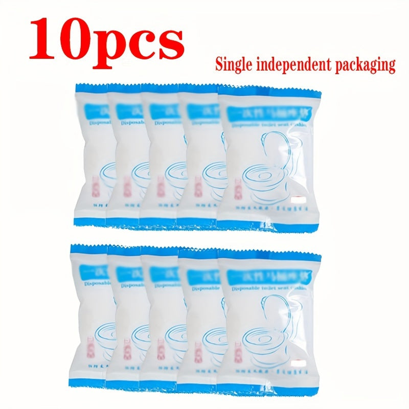 10-pack of thick waterproof disposable toilet seat covers for travel and hotel use, no electricity required