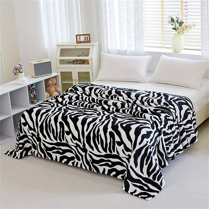 Zebra Patterned Blanket - Soft, Warm, and Versatile Blanket for Nap Time, Sofa, Office, Bed, Camping, and Travel. Perfect Gift for All Seasons.