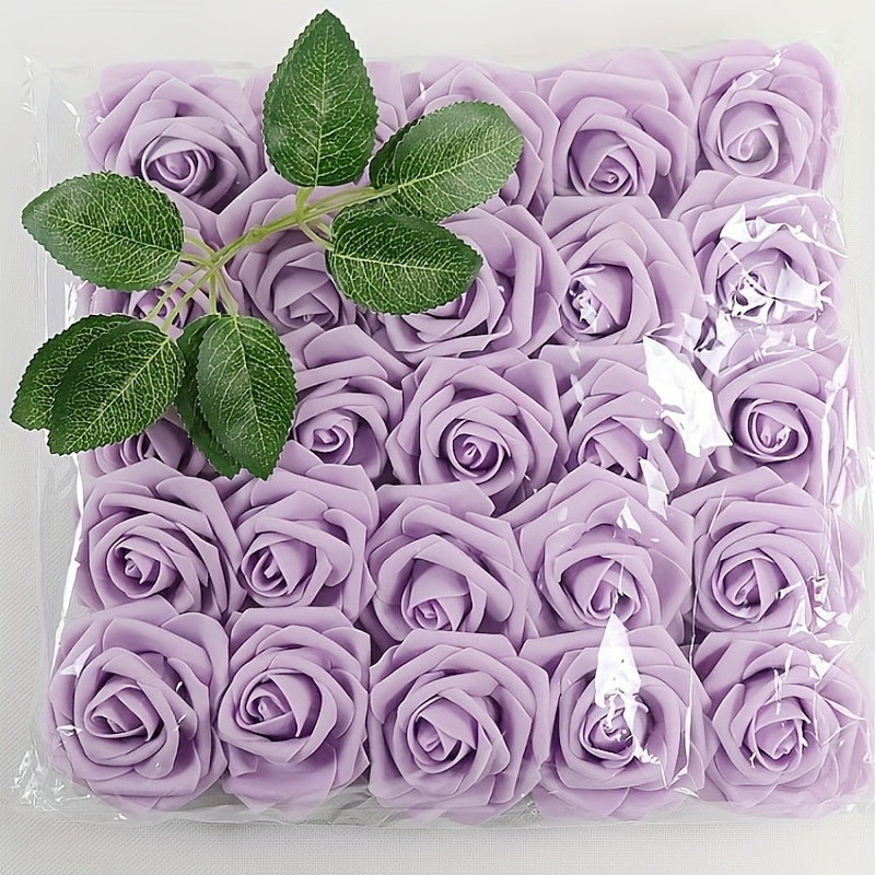 25 artificial roses with 2 green leaves, perfect for weddings, holidays, birthdays, parties, and home decor.