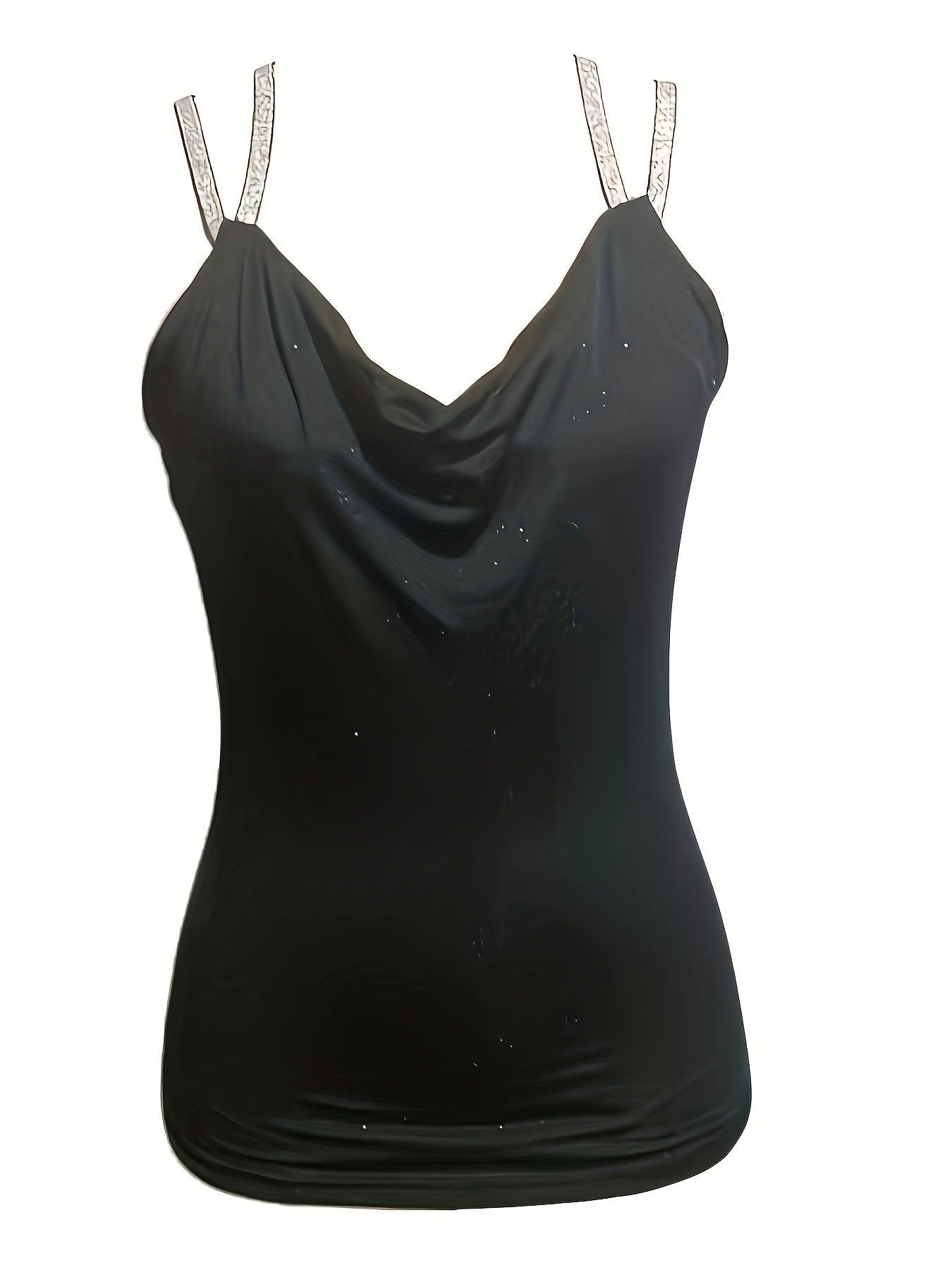 Sparkling sequin vest with v-neck and shoulder straps, sexy ruched cami top, women's lingerie