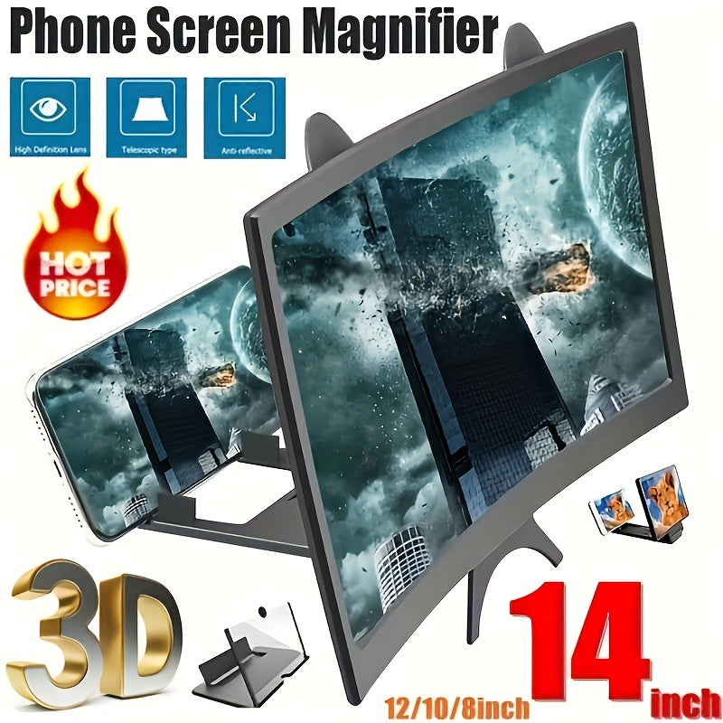 The curved screen magnifier enhances smartphone viewing without batteries, perfect for movies, videos, and gaming.