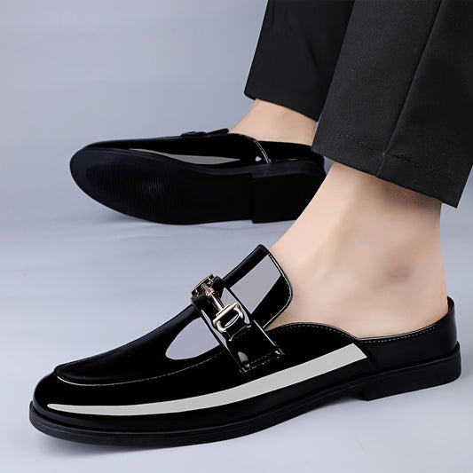 Men's Fashion Loafers with Solid Color Slip-on design, Microfiber Synthetic Upper, PU Lining & Sole, Round Toe, Decorative Buckle Strap for Business, Wedding, Party occasions - Ideal for