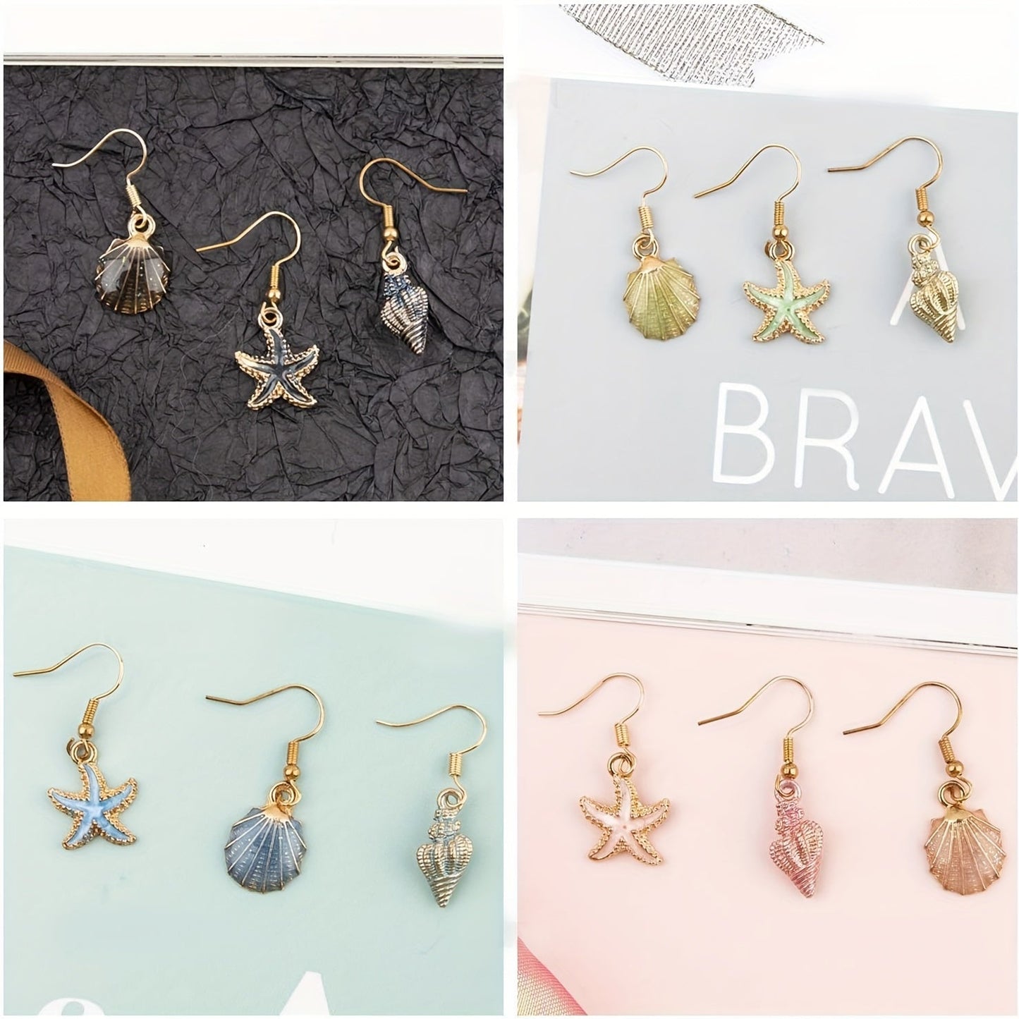 Set of 30 Ocean Series Charms featuring Starfish, Conch, and Seashell designs - perfect for creating DIY jewelry with alloy enamel pendants.