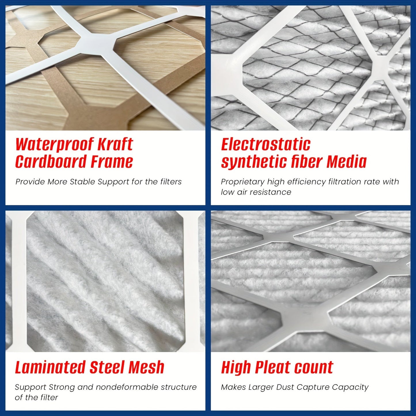 Two Merv8 Electrostatic Pleated Air Filters for AC & Furnace - 45.72x50.8x2.54 cm, Designed to Work with HVAC Systems