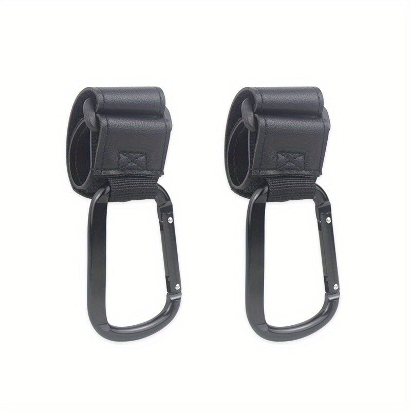 Multipurpose Stroller Hooks - Stylish Faux Leather Clips for Diaper Bags & Accessories, Perfect for Strollers, Cars, and Shopping Carts