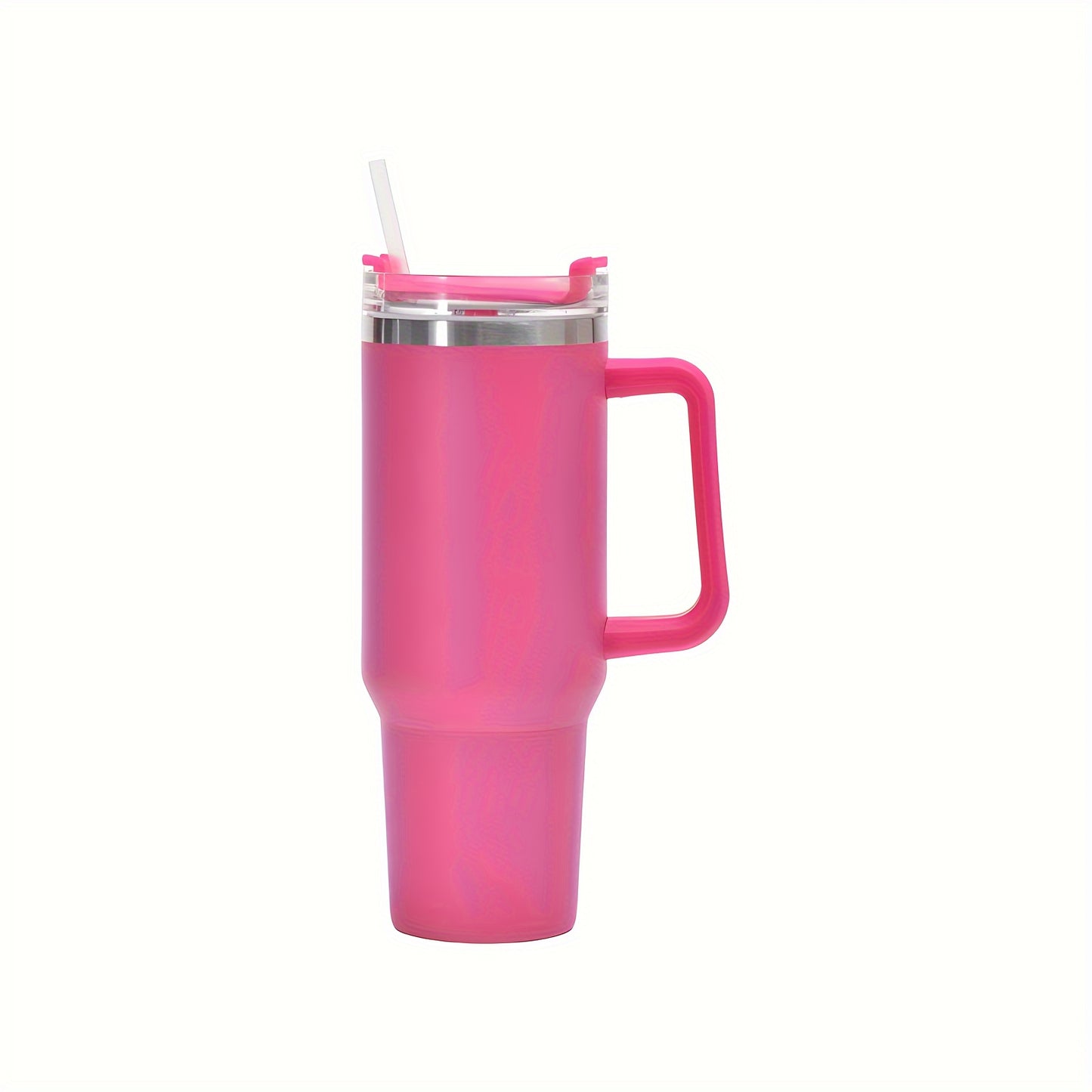 Reusable 40oz stainless steel tumbler with straw, double wall insulation, and handle. Great gift for teachers.