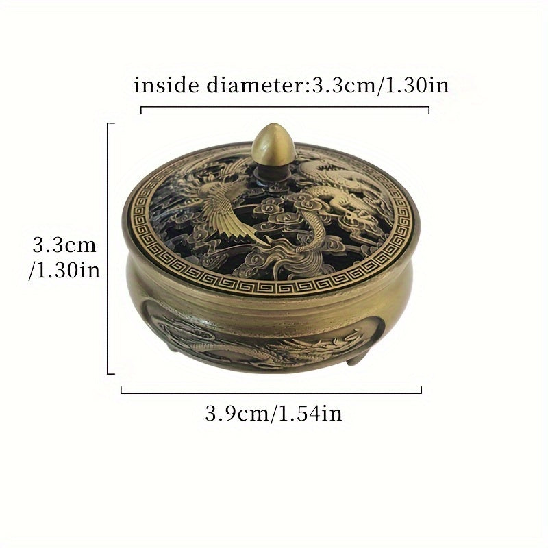 Dragon and Phoenix Hollow Incense Burner for Zen Home Tea Set with Sandalwood Incense Plate Holder