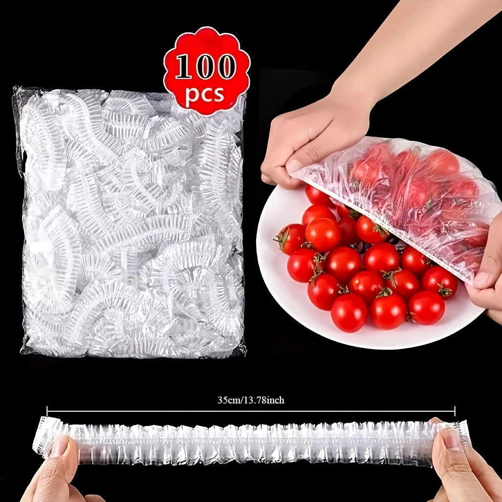 Set of 100 Elastic Disposable Food Covers - Seals in Freshness, Keeps Out Dust and Odors - Ideal for Leftovers, Fruits, and More - Must-Have Kitchen Storage Solution