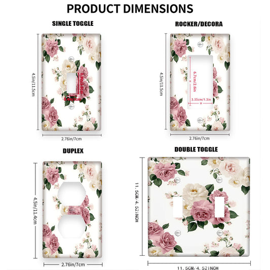 1pc Decorative Light Switch Cover with Pink Flowers for Classroom and Bedroom Decor, 1-Gang/2-Gang Electrical Faceplate