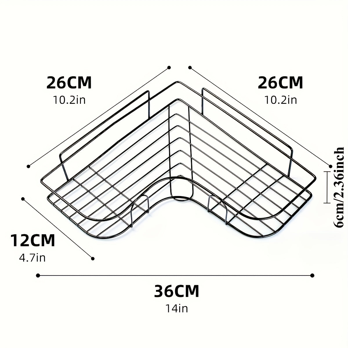 Черная нержавеющая стальная угловая полка с 2 ярусами для хранения в ванной и на кухне, настенное крепление без сверления.