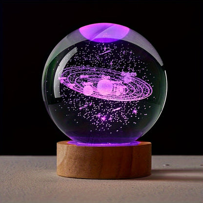 3D solar system night light with crystal glass ball, perfect astronomy gift for astronomy lovers. Can be used as a bedside Christmas gift for boyfriends and girlfriends.