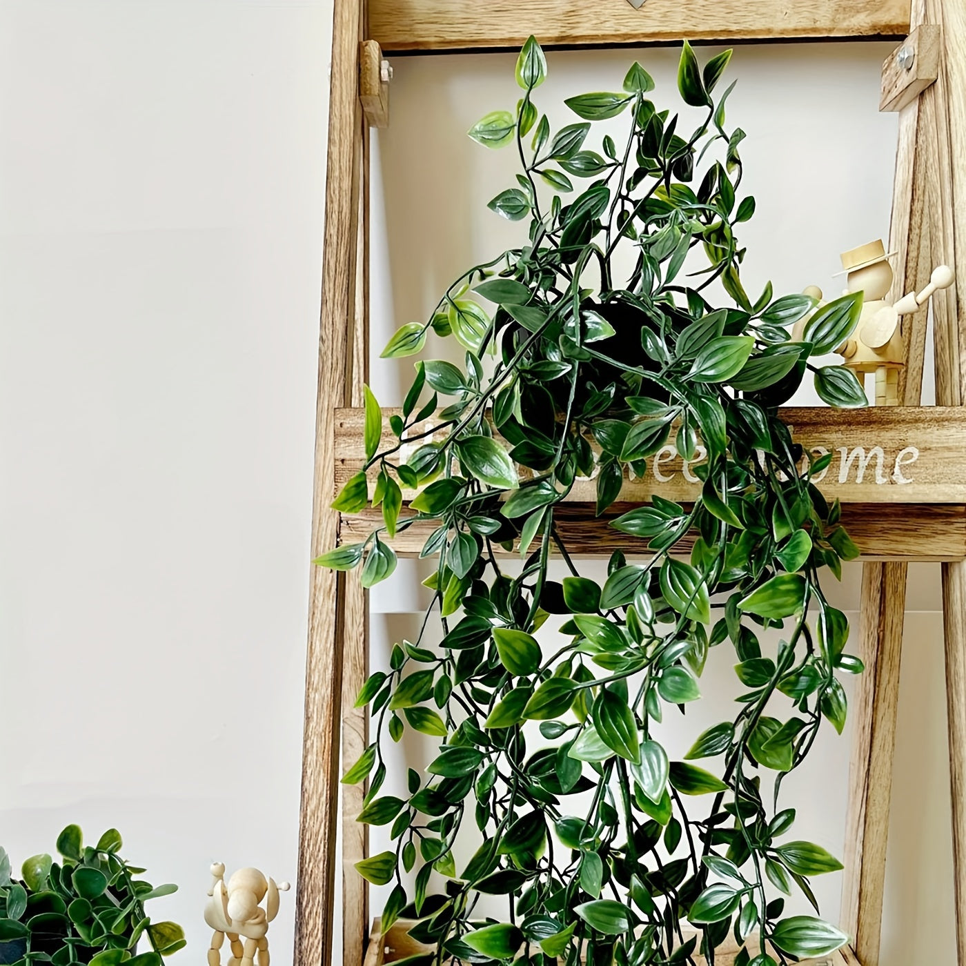 1 piece of artificial hanging plants, including fake potted greenery plants such as eucalyptus vine, pothos ivy, and pea pods for home, wall, shelf, patio, garden, indoor, and outdoor decor.