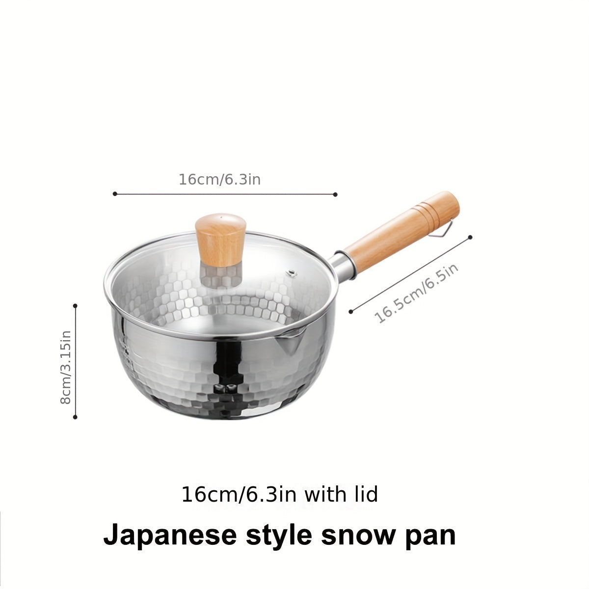 Japanese Stainless Steel Snow Pan, Household Small Milk Pan, Non-stick Pan for Food Supplements, Cooking Noodle Soup Pan, Suitable for Electromagnetic Stove, 1 Piece