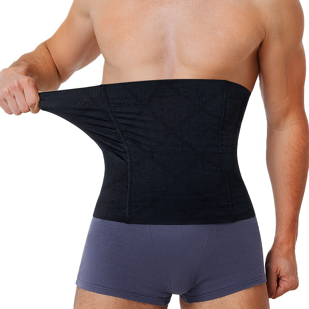 SCARBORO Men’s Slimming Waistband - Breathable nylon blend waist trainer in black with seamless design, hand wash only. Comfortable, snug fit for active use. Slims waistline for toning and