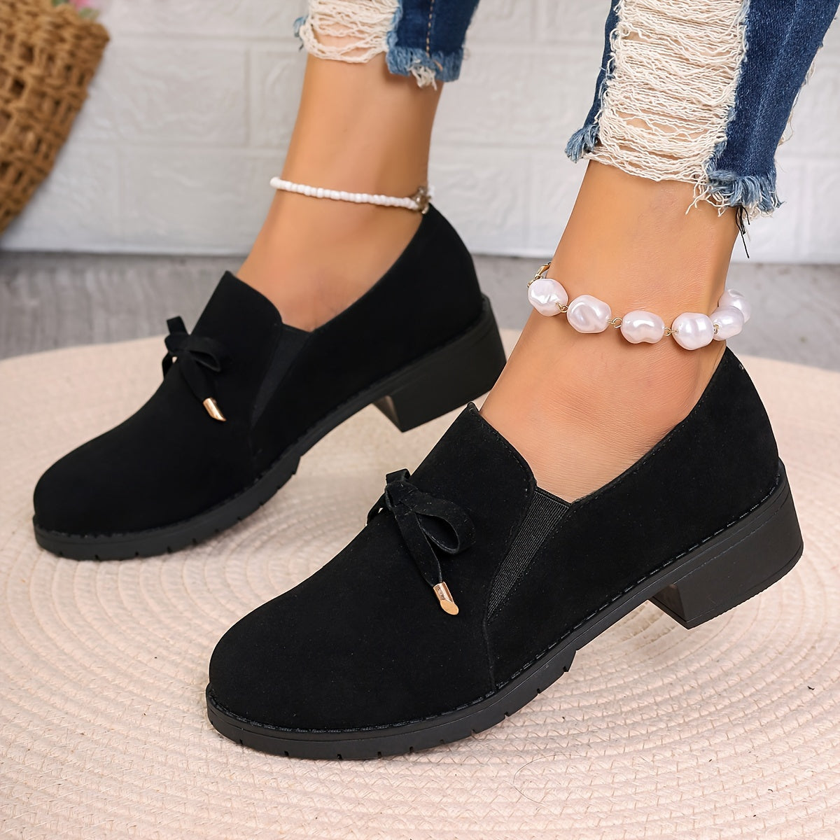 Bowknot Flat Slip-On Shoes for Women