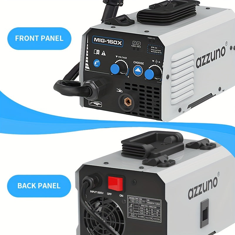 AZZUNO 220V MIG welding machine for home use with flux cored wire and no gas.