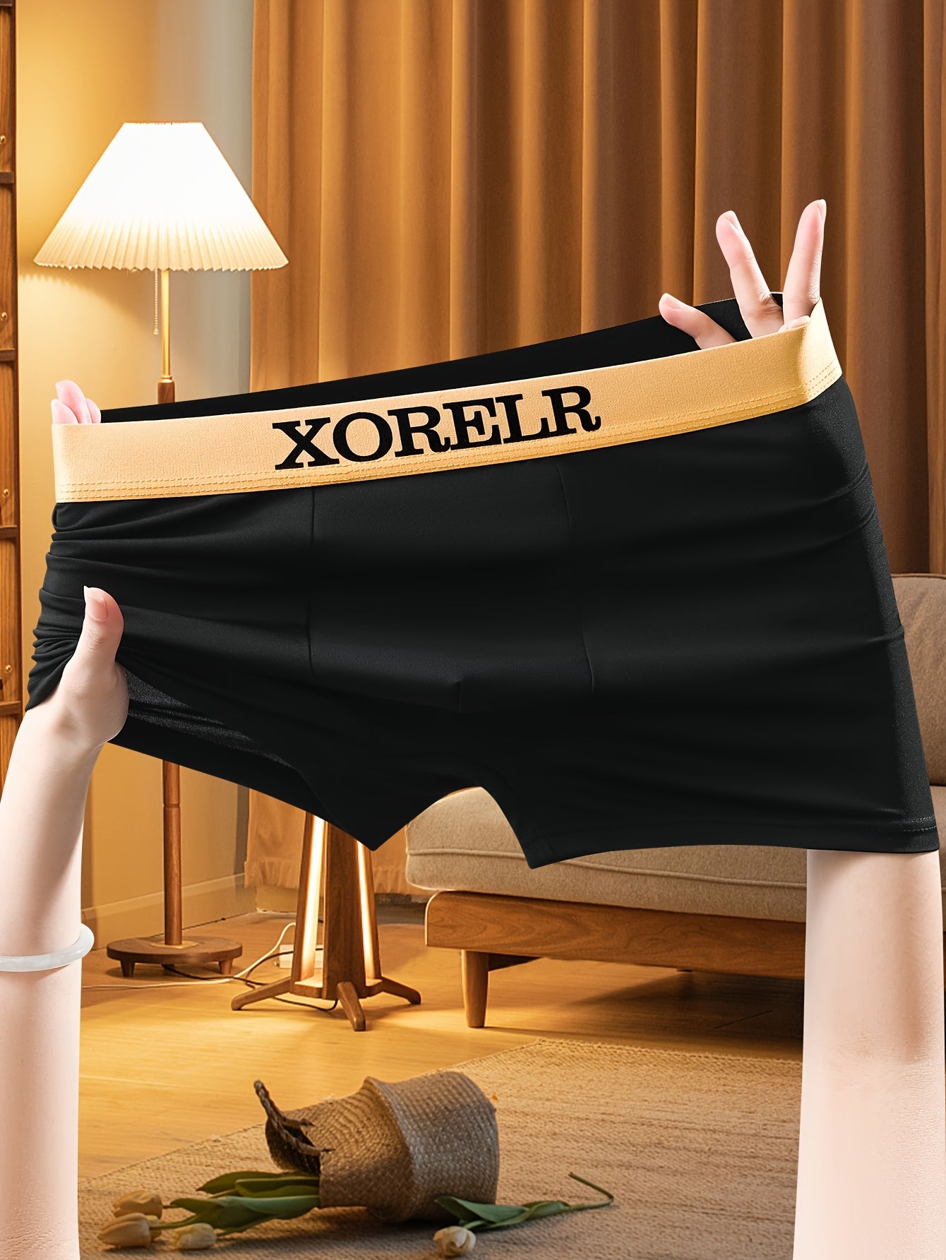 5-Pack XOELR Men's Boxer Briefs with Contrast Waistband and Cross Straps