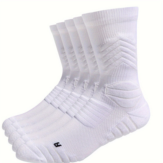 5 pairs of Wubenzhi men's basketball socks with cushioning performance