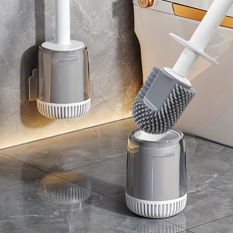 [Customer Favorite] Get a Heavy-Duty Toilet Brush with a Compact Holder - Features an Ergonomic Non-Slip Handle, Built-In Rim Scrubber for Deep Cleaning, Durable Plastic Bristles for Efficient Bathroom Cleaning. Includes Wall-Mounted Holder, Long Handle