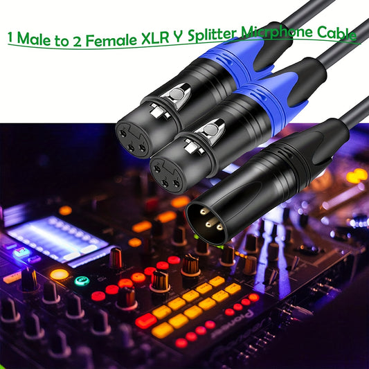 3pin XLR Female to Dual XLR Male Y-Splitter Cable for Stereo Mic with Balanced Audio.