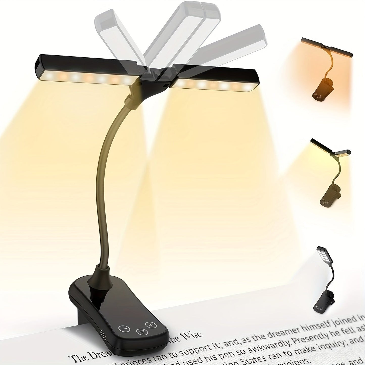 Light up your reading with the 1pc Rechargeable Reading Light - an adjustable LED light with a small clip-on design for desk reading. The perfect gift for nighttime reading sessions.