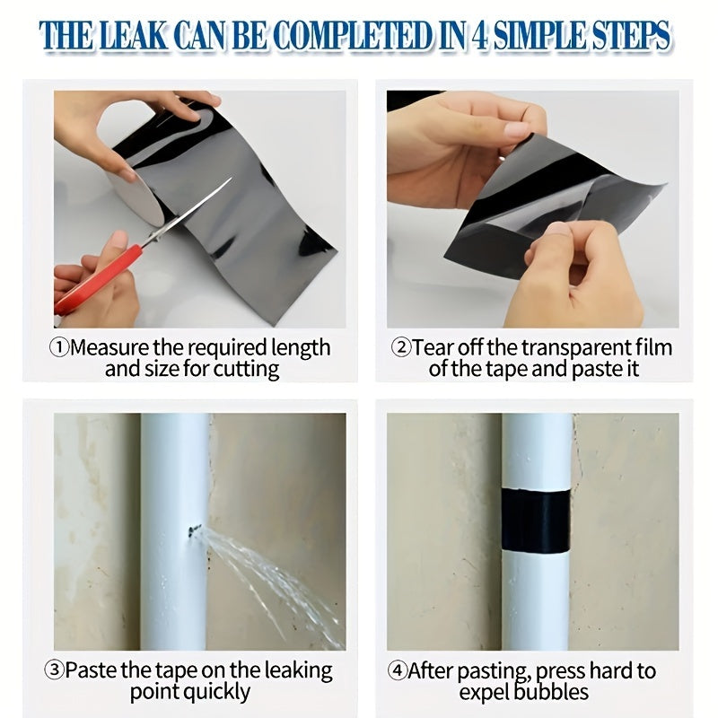 Durable waterproof tape, 5.08cm x 149.86cm, instantly stops leaks for pipe repair. Weatherproof with long-lasting adhesive, perfect for home use.