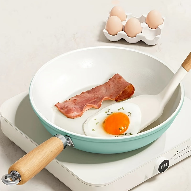 Ceramic Frying Pan with Cast Iron Handle for Gas and Induction Stovetops - Non-Stick Skillet, Hand Wash Only, Ceramic Cookware Finish