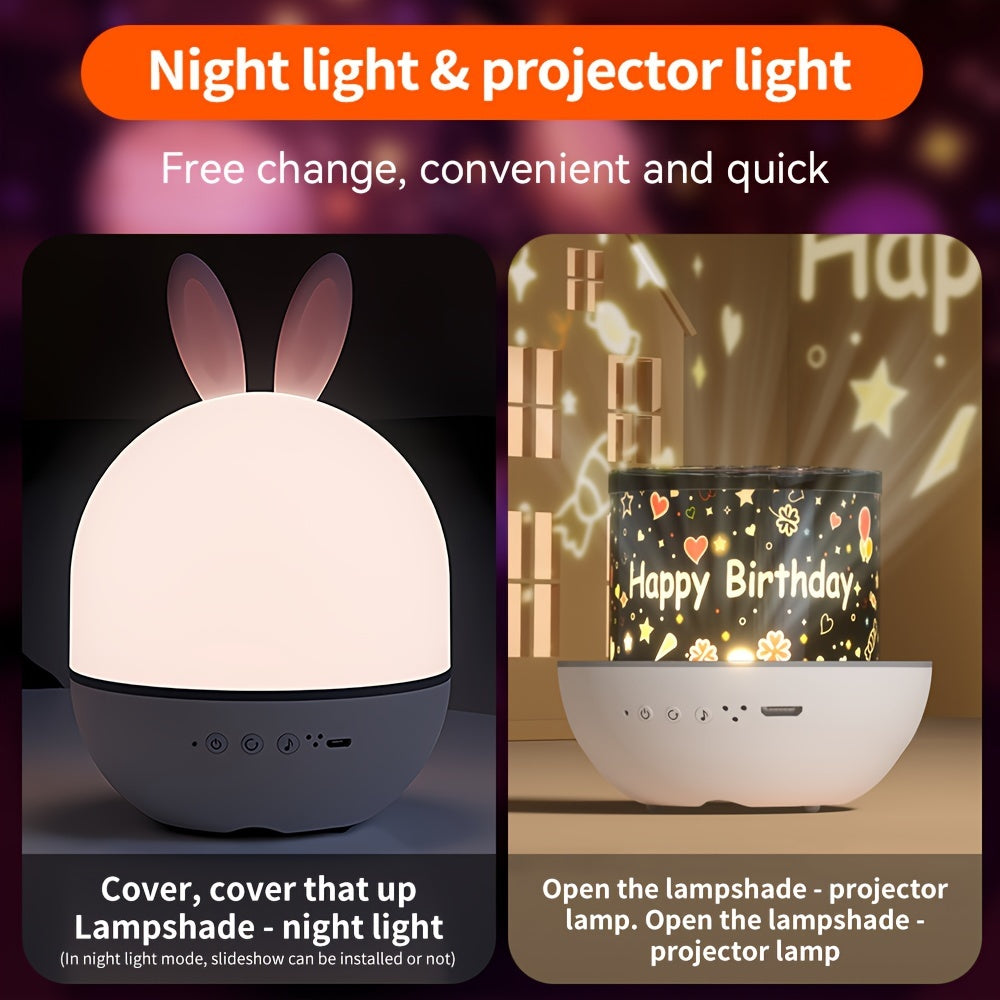 Children's Night Light with Baby Starry Sky Projector and Galaxy Night Light Projector, featuring 360° rotation and 8 music options. This remote control LED light is perfect for boys and girls as a bedside table lamp. Makes a great Christmas or birthday