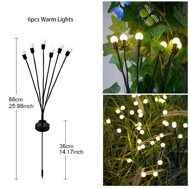 6/8/10 Solar Lawn Lamps with Wind-Driven LED Firefly, Garden Festival Decoration